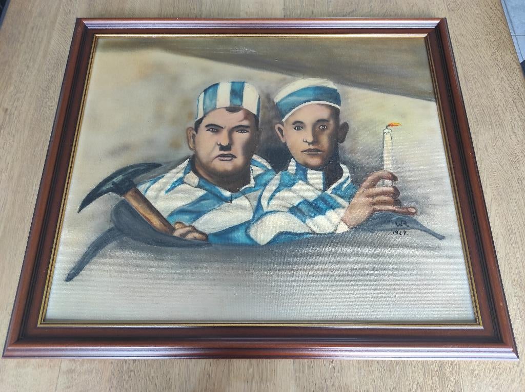 oud canvas van laurel en hardy 1927, Antiek en Kunst, Ophalen