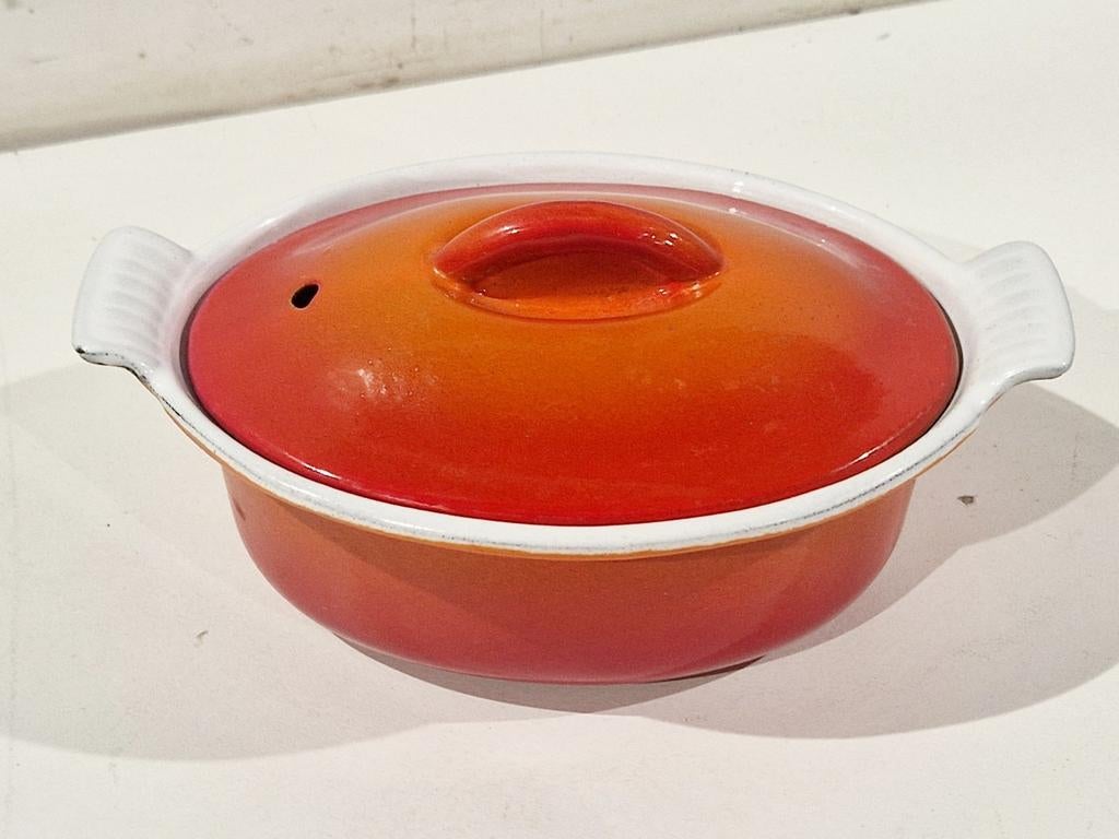 Vintage ovale paté terrine FE Sint-Truiden gietijzer emaille, Huis en Inrichting, Ophalen of Verzenden, Zo goed als nieuw, Gietijzer