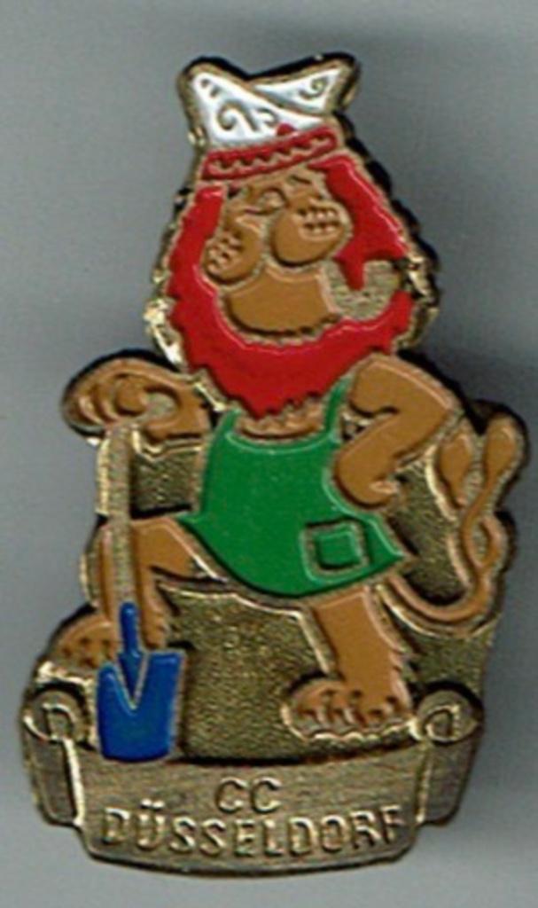 carnaval de Düsseldorf, Allemagne, Lion avec pelle, Envoi, Comme neuf, Autres sujets/thèmes, Insigne ou Pin's