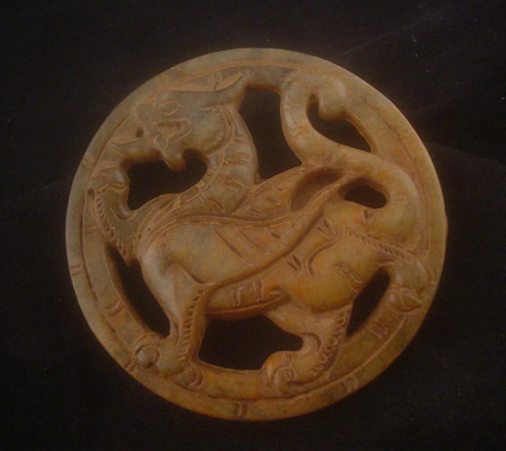 China Qing Dynastie 18e E Antiek Jade Draak Amulet/Hanger, Verzenden