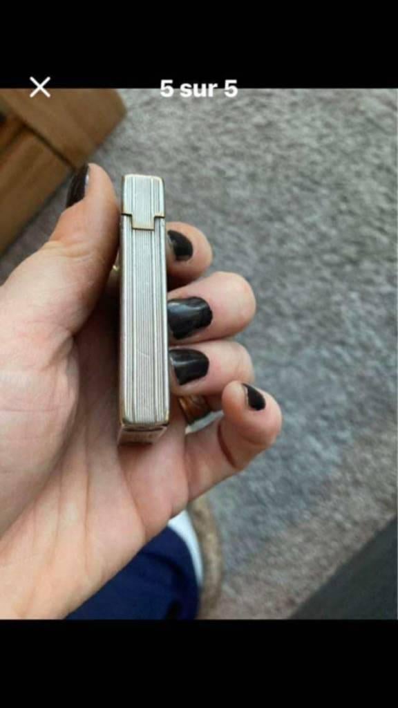 Veritable briquet Dupont en argent, Enlèvement, Utilisé, Briquet