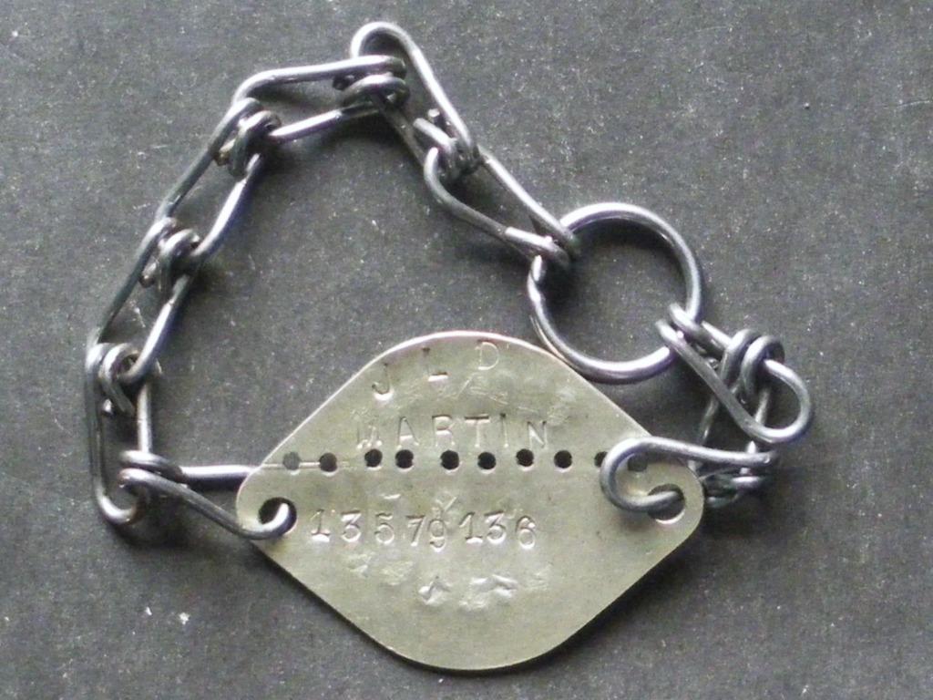Bracelet matricule infanterie ABBL 1er régiment Grenadiers, Envoi, Armée de terre, Emblème ou Badge