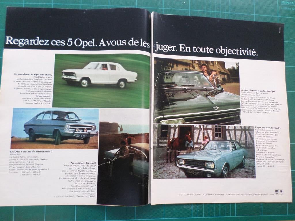 Opel Kadett-Rekord-Commodore - publicité papier - 1969, Enlèvement ou Envoi, Utilisé, Autres types