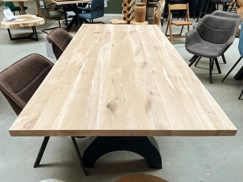 Eettafel - Tafelblad massief eiken Recht - Direct meenemen!, Eikenhout, Nieuw, Ophalen of Verzenden, Vijf personen of meer