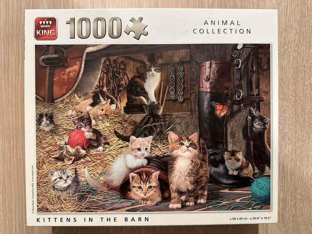 2 King puzzels 1000 stukjes - katjes, Ophalen of Verzenden, 500 t/m 1500 stukjes, Gebruikt, Legpuzzel