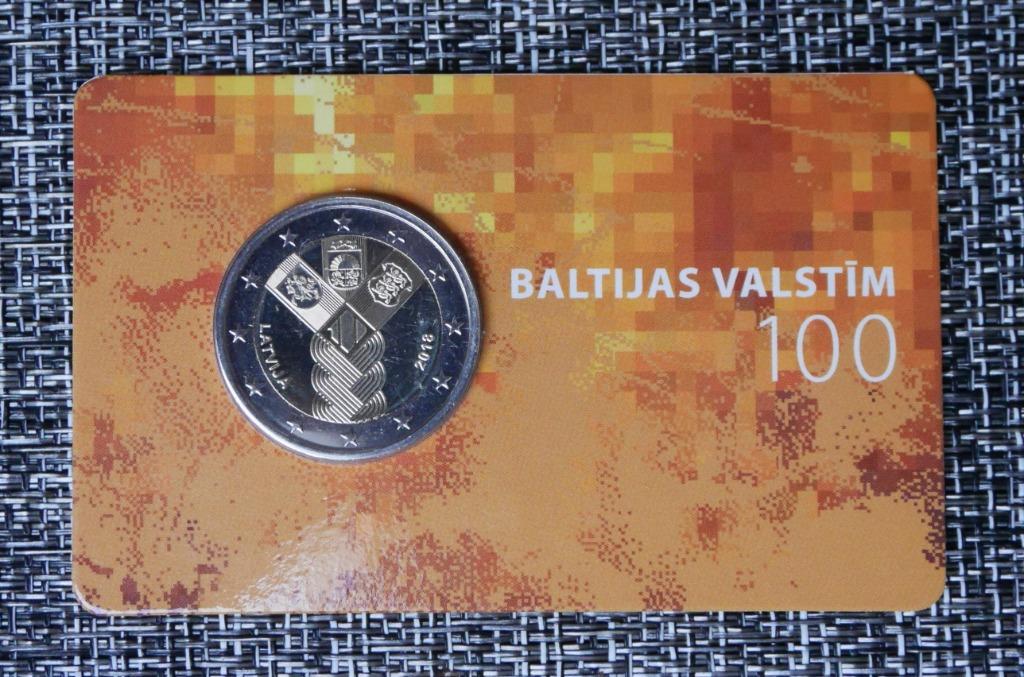 2 euro Letland 2018 BU Coincard - 100 jaar Baltische Staten, Ophalen of Verzenden, Overige landen, 2 euro, Setje