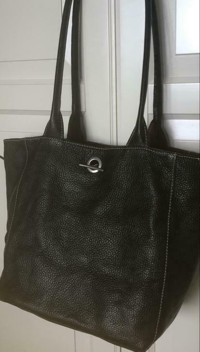 Sac cuir noir -fourre tout - 25x25cm- envoi gratuit, Comme neuf, Noir