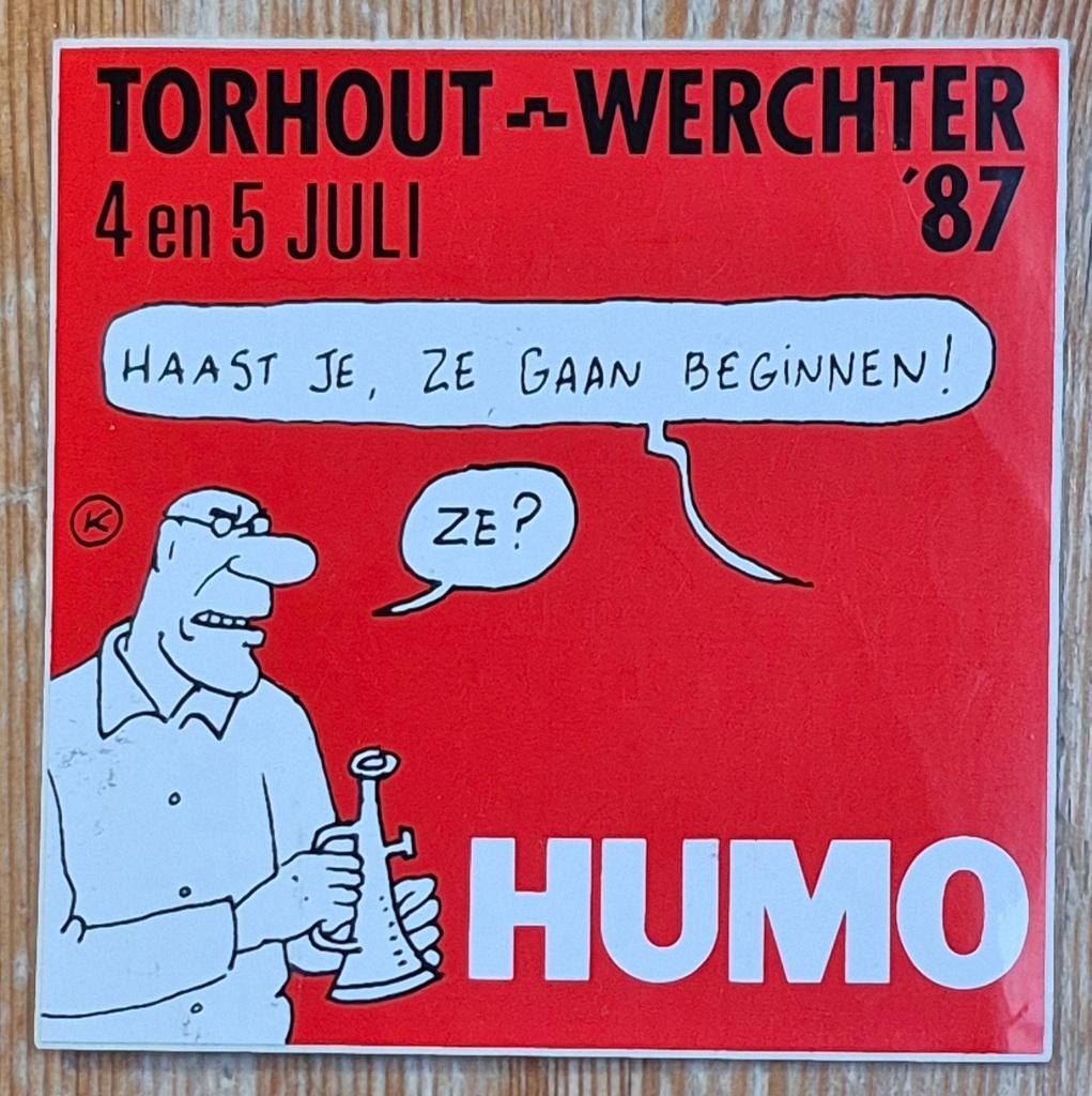 Torhout Werchter sticker 1987 Kamagurka Humo Bert, Verzamelen, Ophalen of Verzenden, Overige figuren, Zo goed als nieuw, Plaatje, Poster of Sticker
