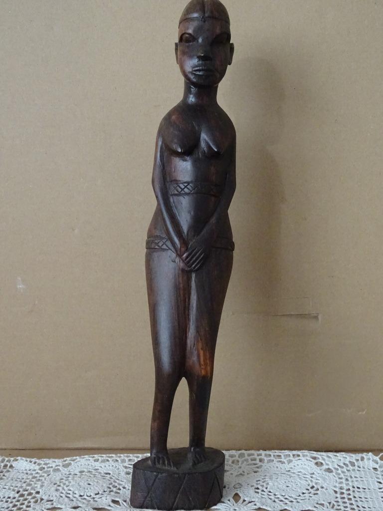 Afrikaans beeld vintage inheems beeld naakte vrouw 36cm 1960, Ophalen of Verzenden