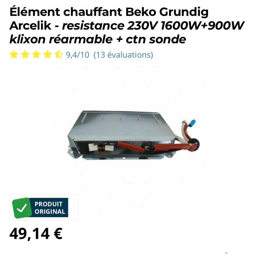 Weerstand voor Beko DC 7230, DC 7230 BX1 droger., Gebruikt