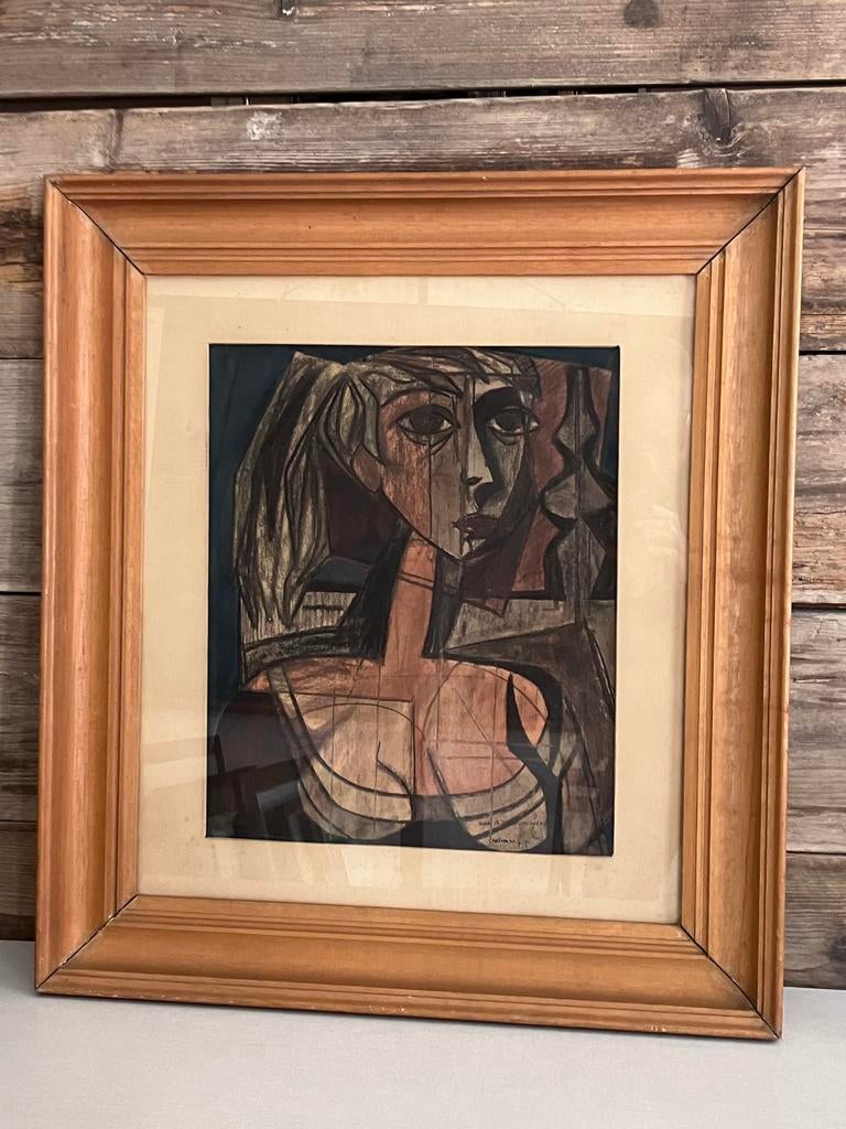 Houtskool/aquarel Peleman p.p. (Dirk), Ophalen of Verzenden