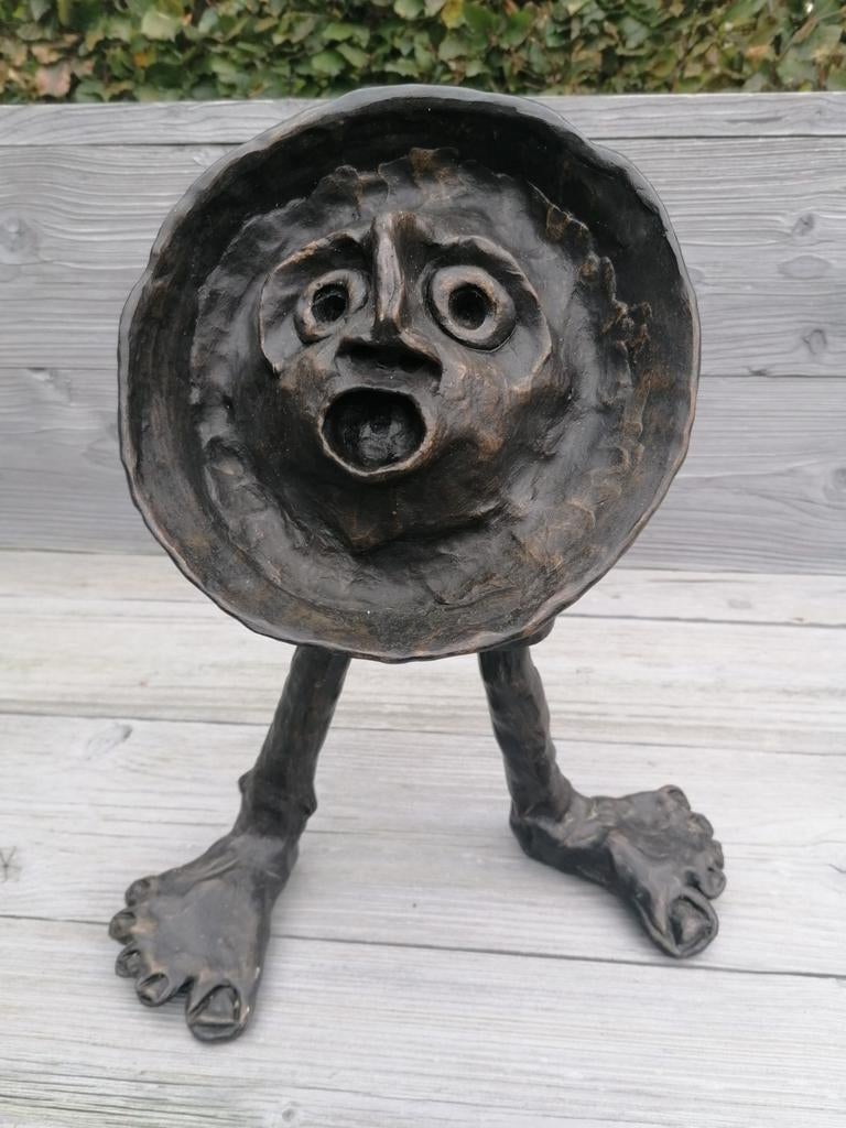 Bronzen beeld 'de tweevoeter' van Marc Claerhout H40cm, Antiek en Kunst, Ophalen
