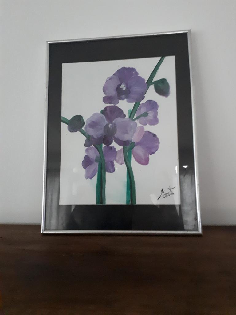 Œuvre d'art : fleurs d'orchidées violettes, Enlèvement ou Envoi, Comme neuf