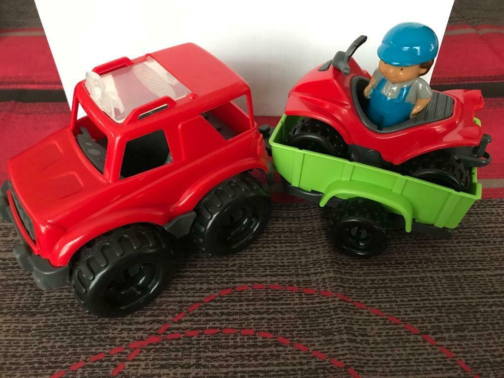 Ecoiffier 4x4 en quad + Smoby Vroom Planet brandweerwagen, Kinderen en Baby's, Ophalen of Verzenden, Zo goed als nieuw