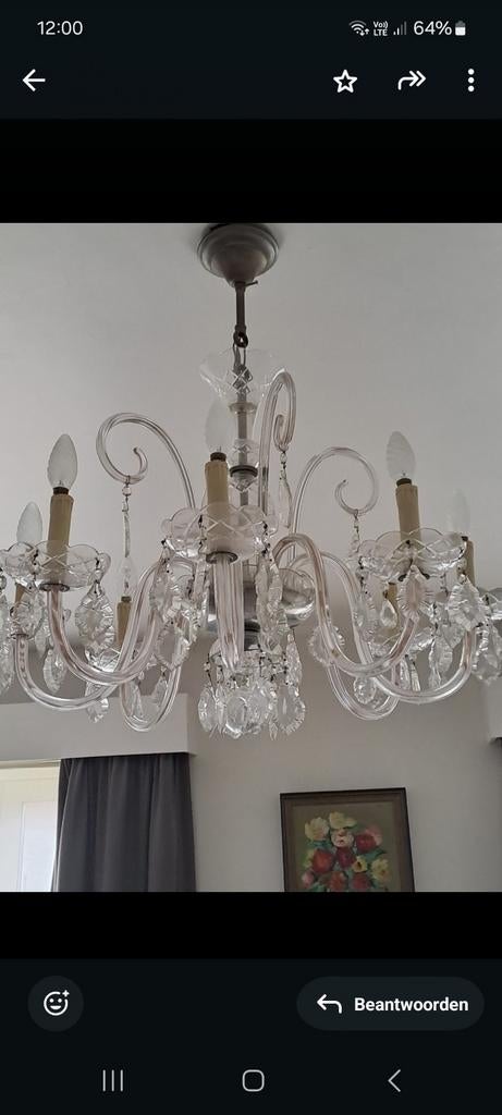 Glazen kristallen luster/lamp/murano, Huis en Inrichting, Ophalen of Verzenden, Zo goed als nieuw, Glas