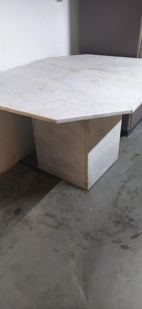 Marmeren tafel met marmeren onderstel., Ophalen, Gebruikt