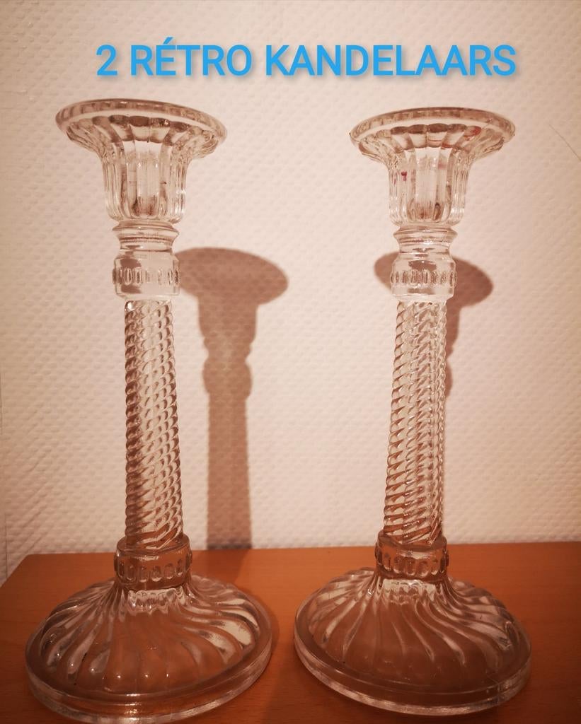 2 RÉTRO KANDELAARS, Ophalen, Glas