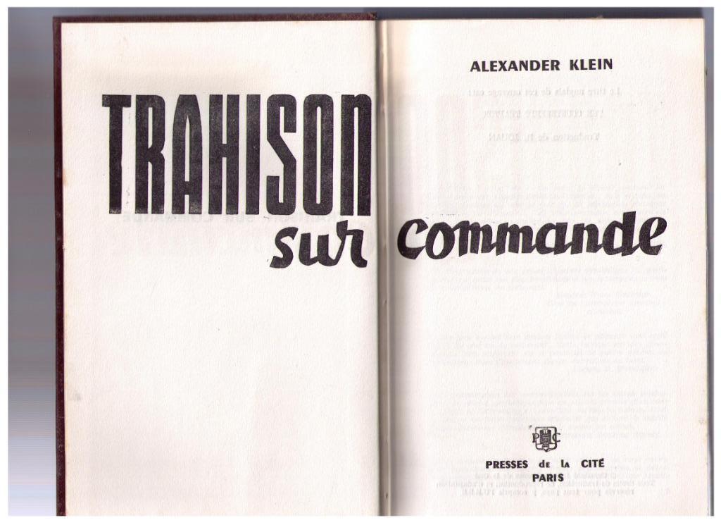 Trahison sur commande, Alexander Klein - Presses Cité 1959, Ophalen of Verzenden, Gelezen, Alexander Klein