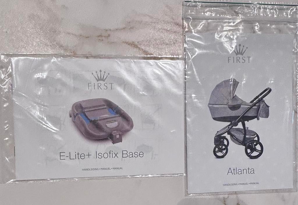 First Atlanta kinderwagen + toebehoren, Verstelbare duwstang, Zo goed als nieuw, Combiwagen, Ophalen