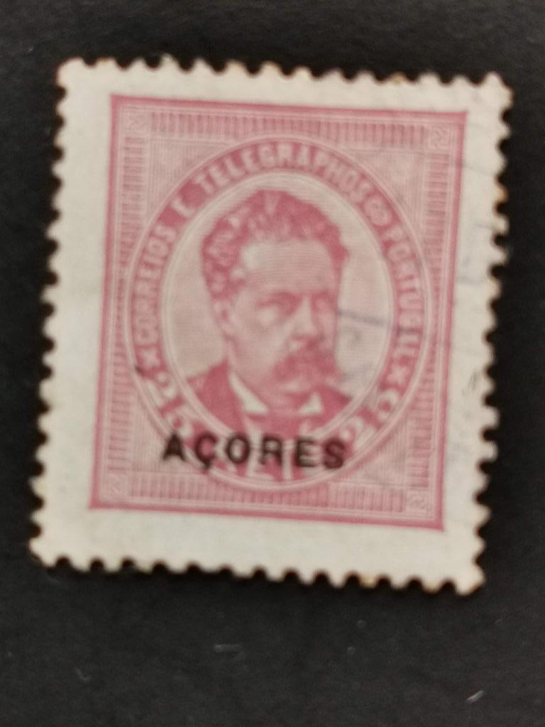 Azoren 1885 - Koning Luis I met opdruk "AçORES", Ophalen of Verzenden, Portugal, Gestempeld