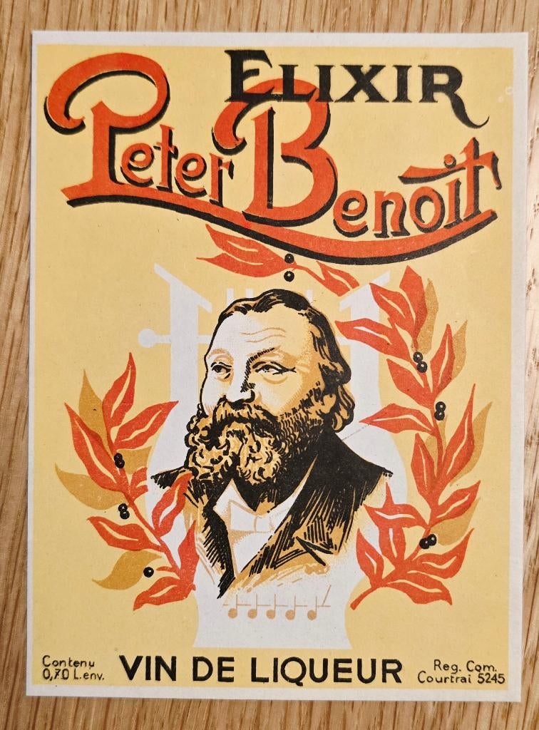 Elixir Peter Benoit - Kortrijk Old label Label 109, Verzamelen, Ophalen of Verzenden, Overige typen