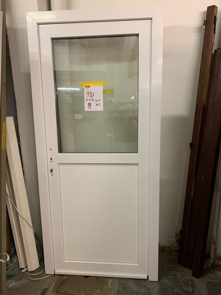 nouvelle porte extérieure blanche en PVC 2160/995, Neuf, Enlèvement ou Envoi, Porte extérieure, Verre