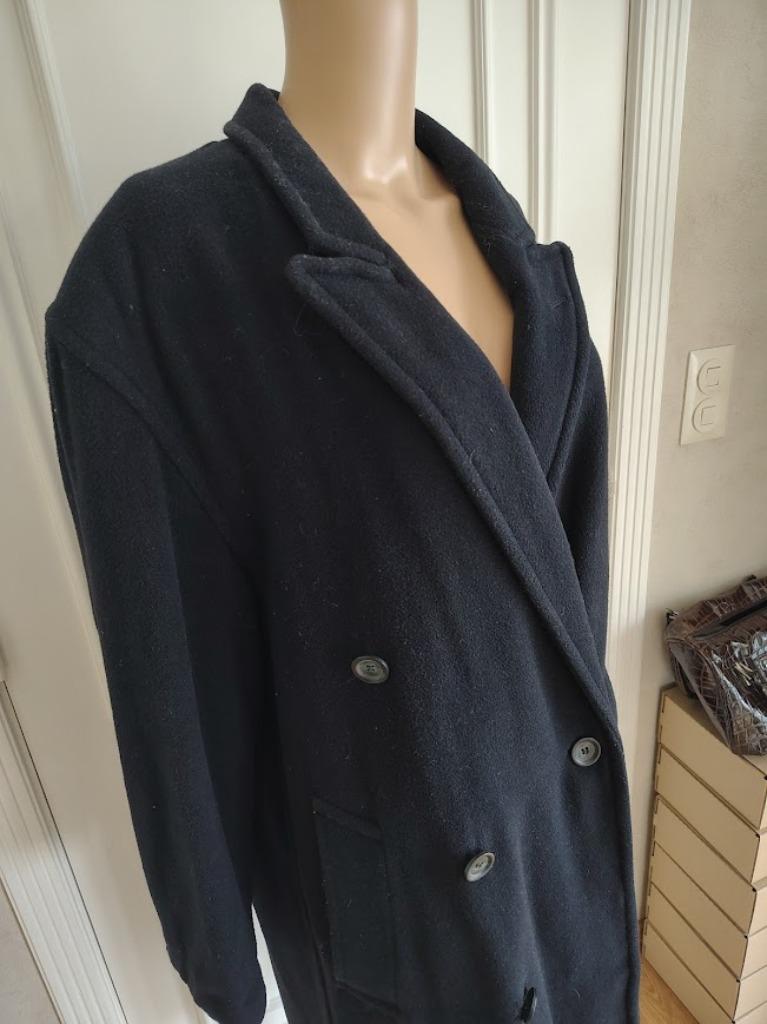 lange vintage wollen wintermantel, Vintage, Ophalen of Verzenden, Maat 42/44 (L), Zwart
