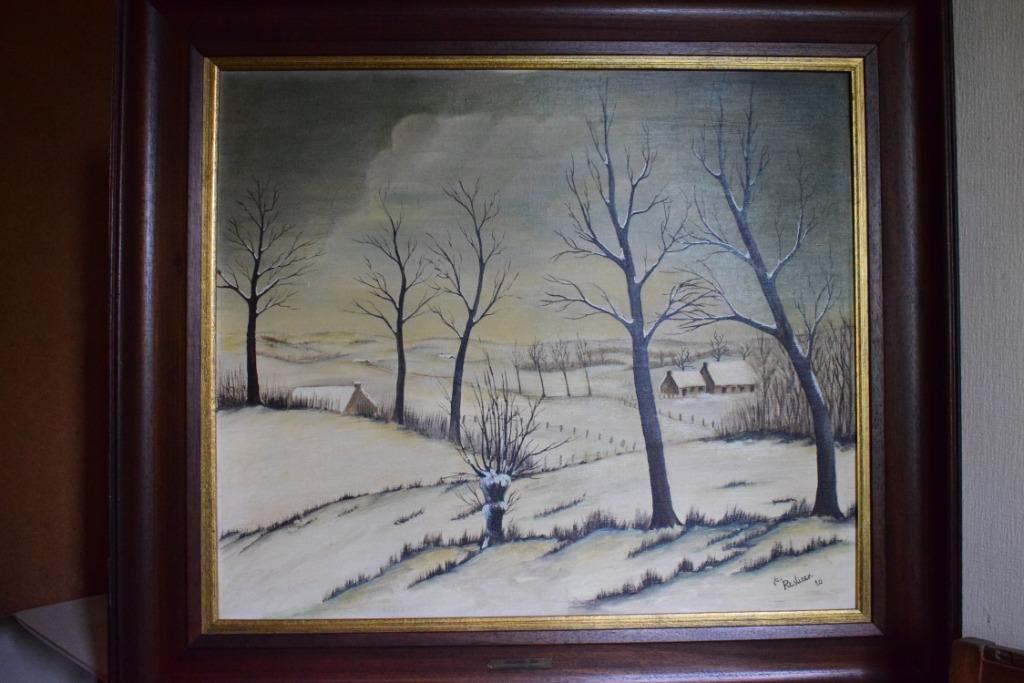 Schilderij sneeuwlandschap Jan Restiaen/ PRIJS VERLAGING!!!, Antiek en Kunst, Ophalen of Verzenden