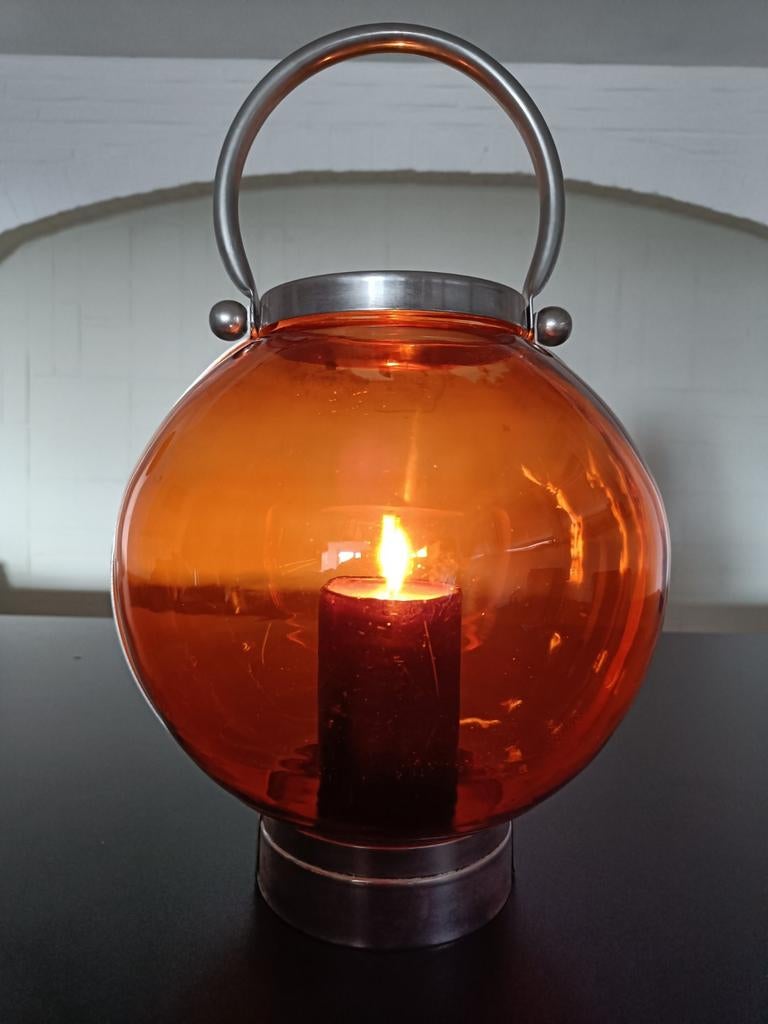 Lanterne orange/lampe à vent., Enlèvement ou Envoi, Utilisé, Autres matériaux, Chandelier