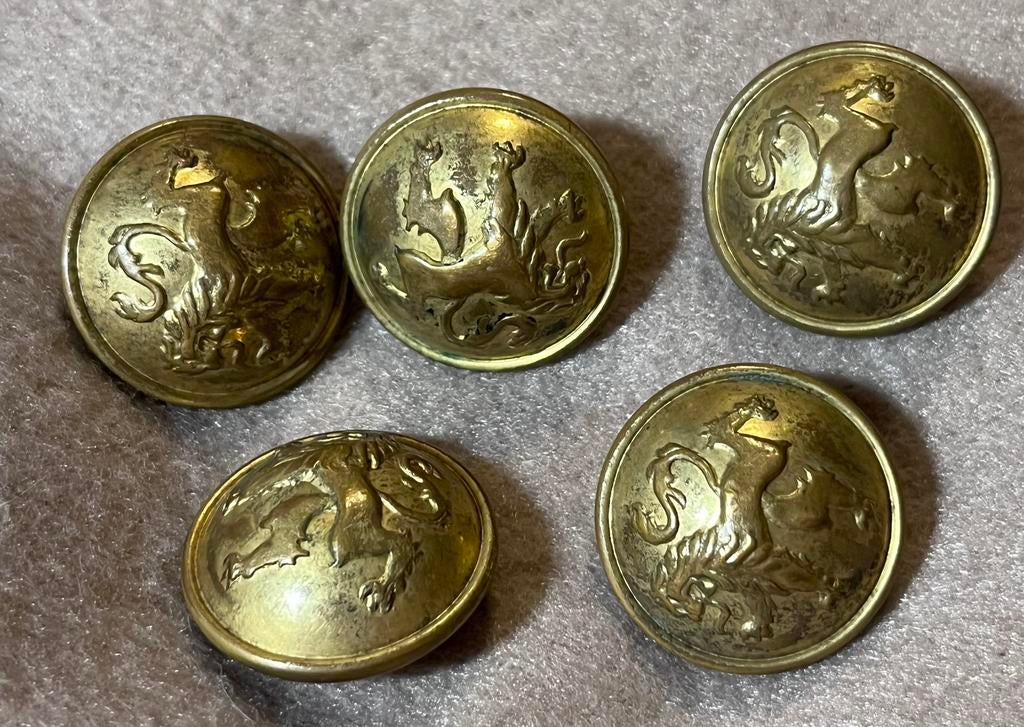 6. LOT 5 anciens BOUTONS MILITAIRES D=2.3 cm, Enlèvement ou Envoi, Utilisé