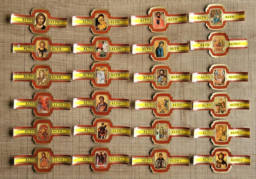 24 oude sigarenbandjes reeks Iconen (volledig), Enlèvement ou Envoi, Utilisé, Bagues de cigare