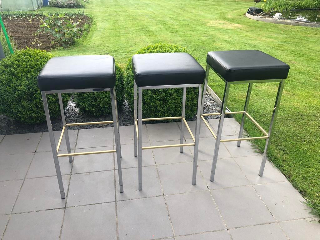 3 tabourets, Maison & Meubles, Tabourets de bar, 3 tabourets, Comme neuf, Cuir