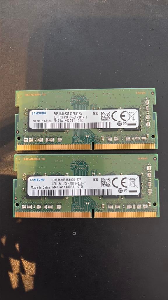 Samsung Sodimm RAM 2x8gb, 2666Mhz, DDR4, Ophalen, Zo goed als nieuw, DDR4