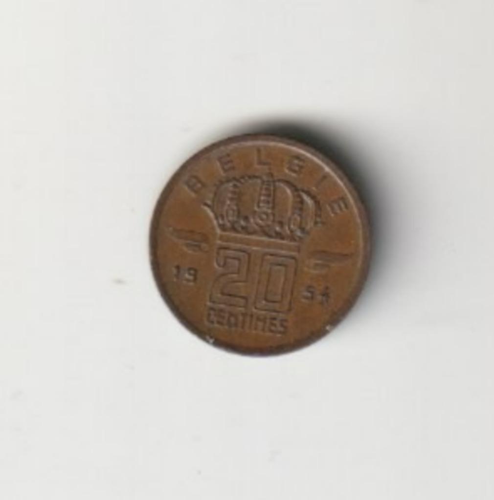 20 C BELGIE BAUDOUIN 1954 NL PIECE, Enlèvement ou Envoi, Série