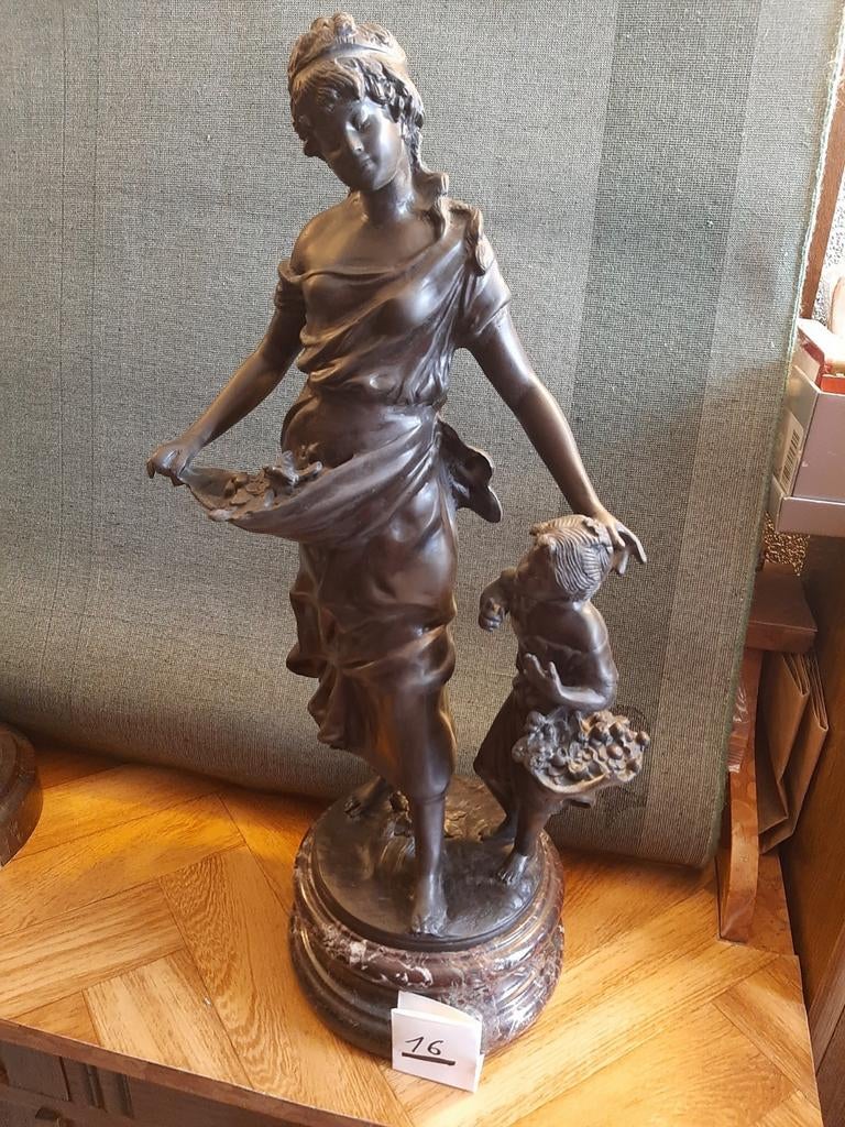 Brons 57 cm MOREAU op marmeren voet, Antiek en Kunst, Ophalen of Verzenden