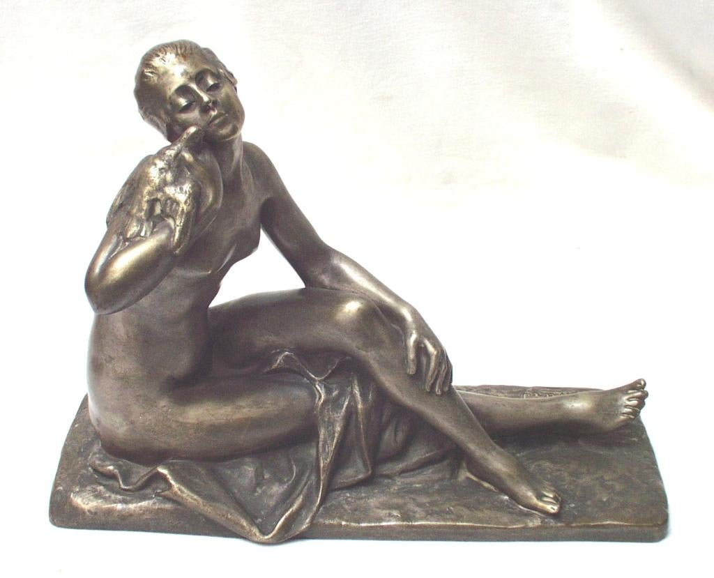 Art Deco Bronzen Beeld - S. Bizard., Antiek en Kunst, Ophalen of Verzenden