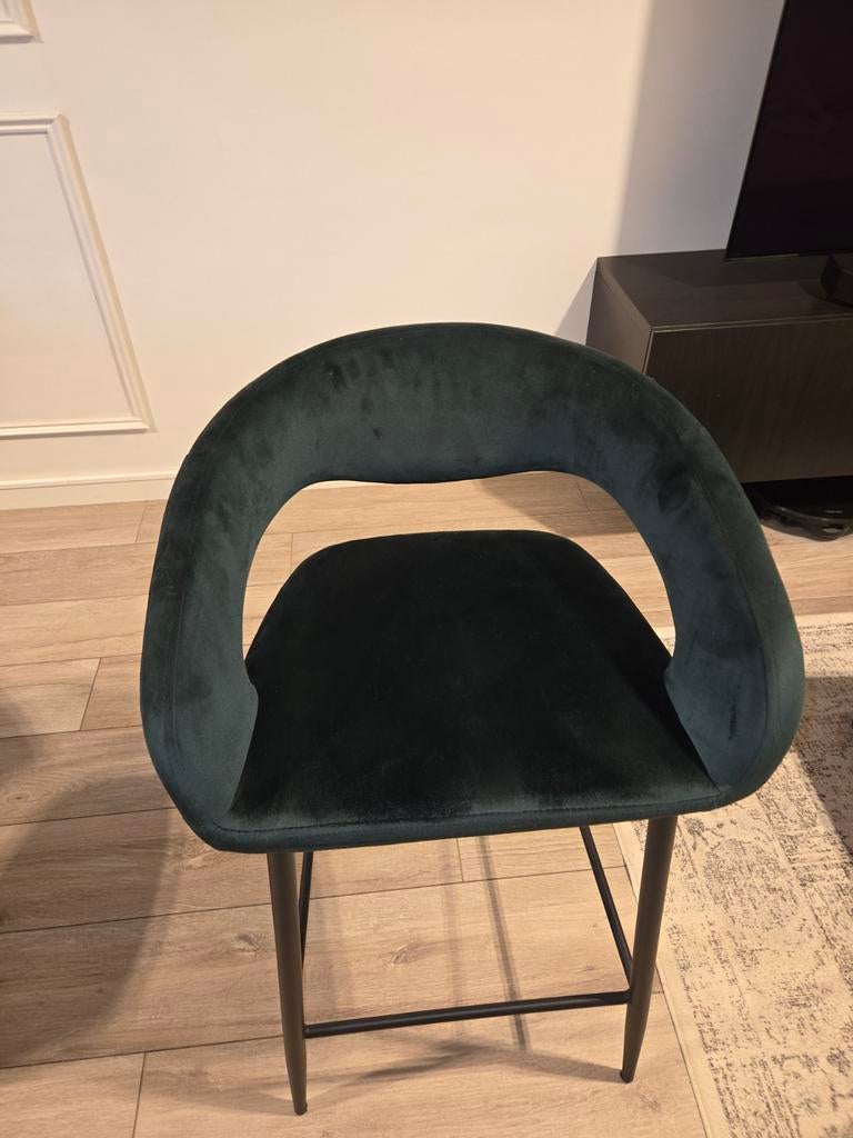 4 donkergroene velved bar stoelen, Ophalen