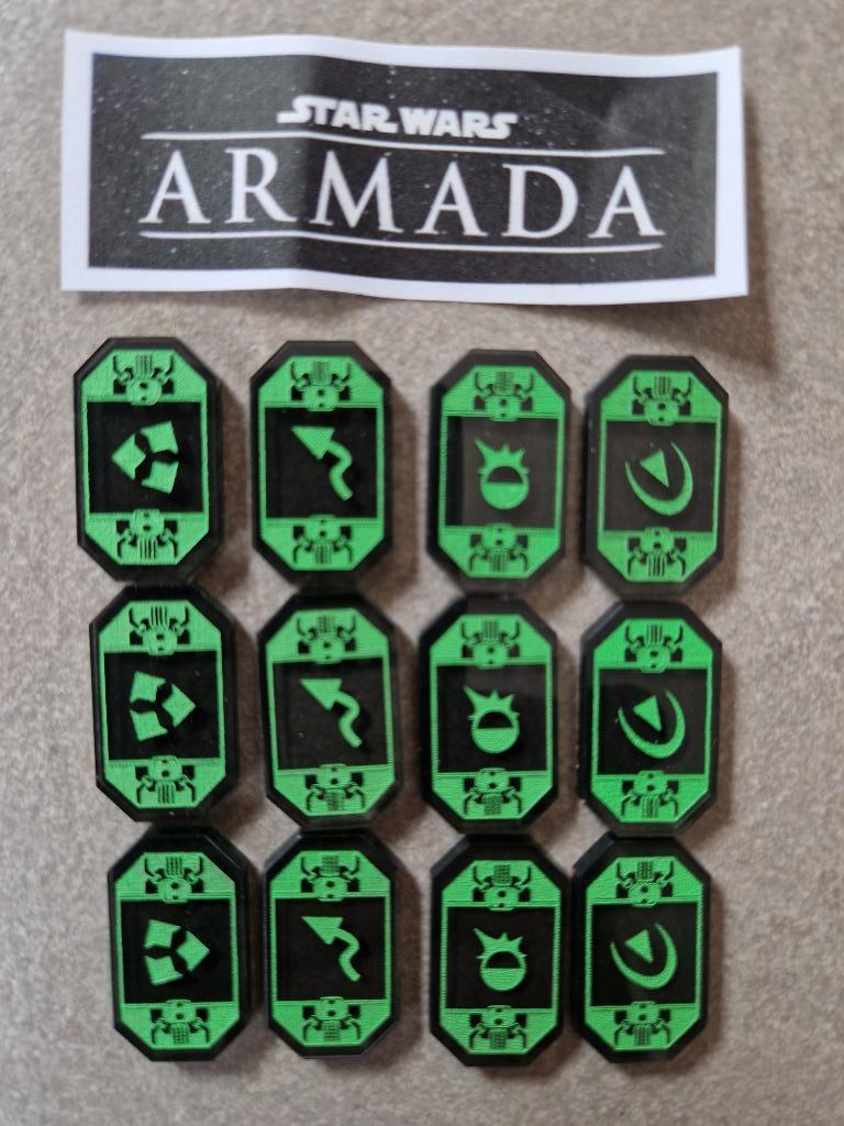Star Wars Armada FFG acrylset 12 tokens: Brace, Evade,, Verzamelen, Ophalen of Verzenden, Zo goed als nieuw, Spel