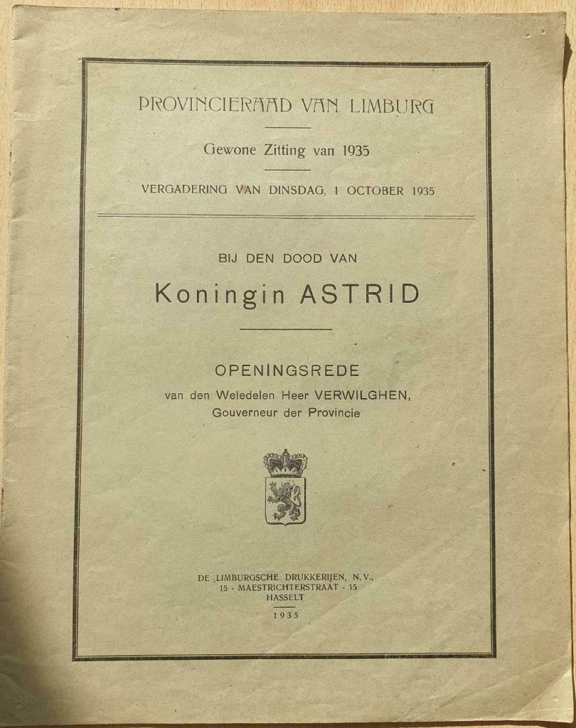 Bij den dood van Koningin Astrid, Boeken, Gelezen, Ophalen of Verzenden, Overige onderwerpen, Verwilghen