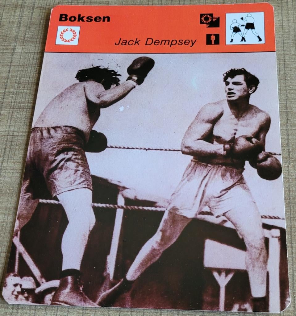 Verzamelkaart boksen: Jack Dempsey, Ophalen of Verzenden, Gebruikt, Poster, Plaatje of Sticker