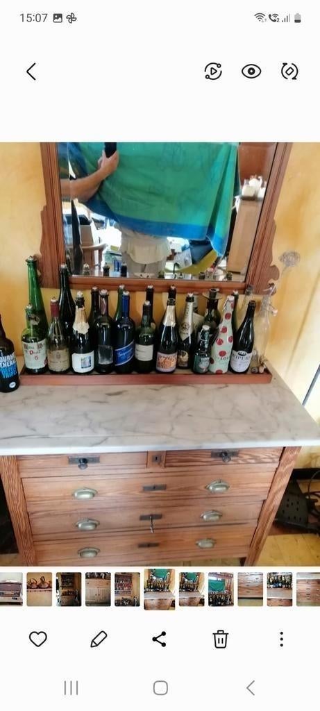 Volhouten Ladenkast met 5 schuiven, Ophalen