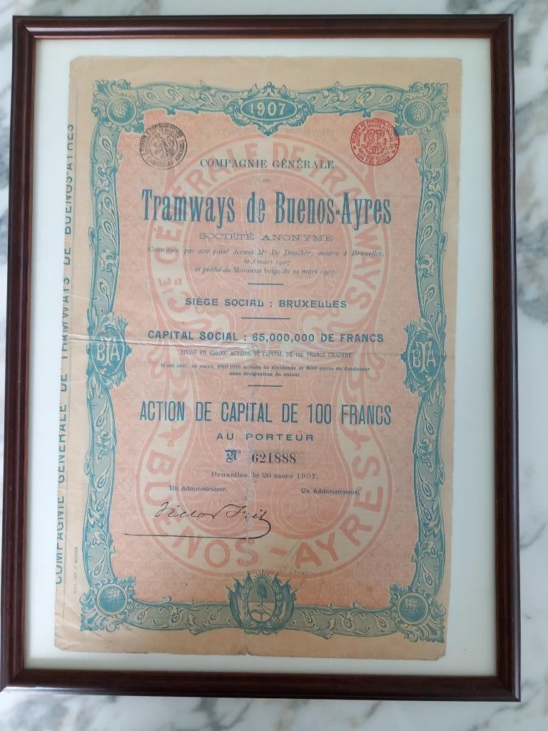 oud aandeel van 1907 - Tramways de Buenos Ayres, Enlèvement ou Envoi, Action