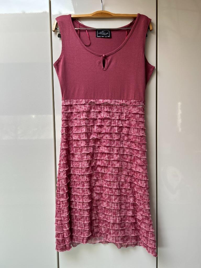 Clockhouse roze jurk met ruches - Maat S, Kleding | Dames, Clockhouse C&A, Ophalen of Verzenden, Zo goed als nieuw, Roze