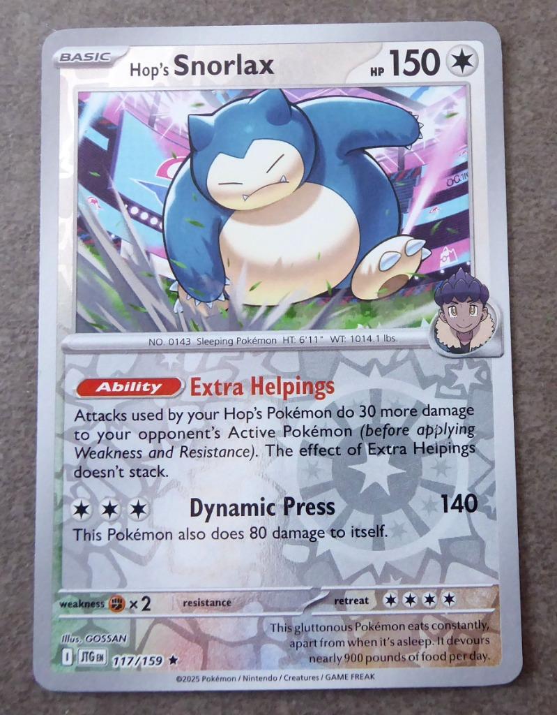 Carte Pokémon "Hop's Snorlax" n 117/159 -Rare Reverse -2025, Enlèvement ou Envoi, Neuf
