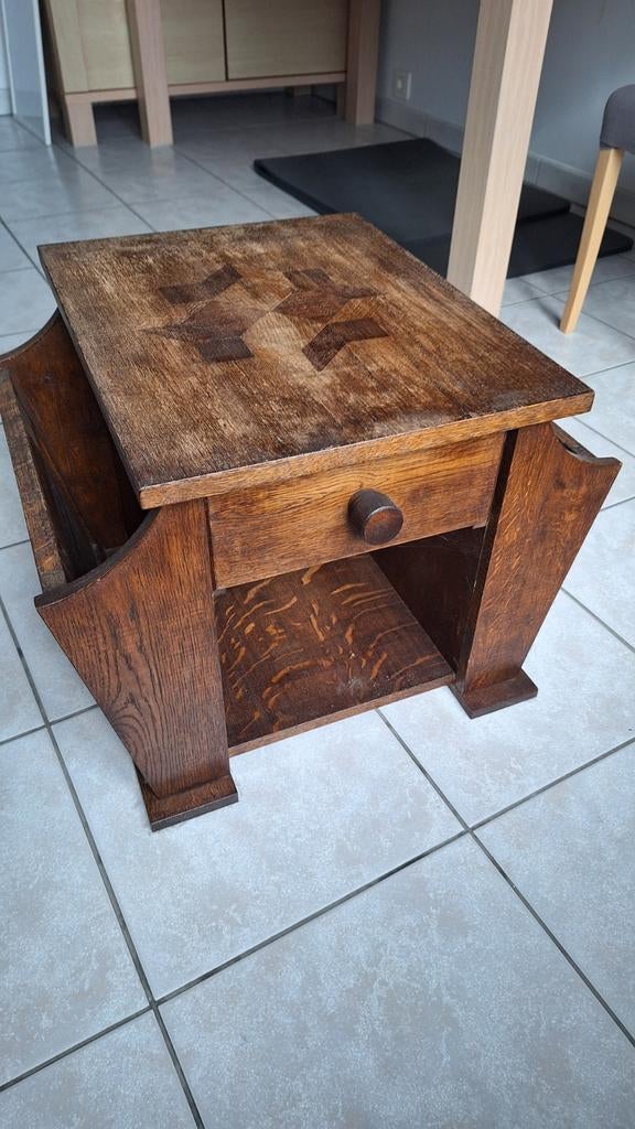 Massief eik bijzettafel, bovenlaag met fineer!, Enlèvement, Utilisé, Bois
