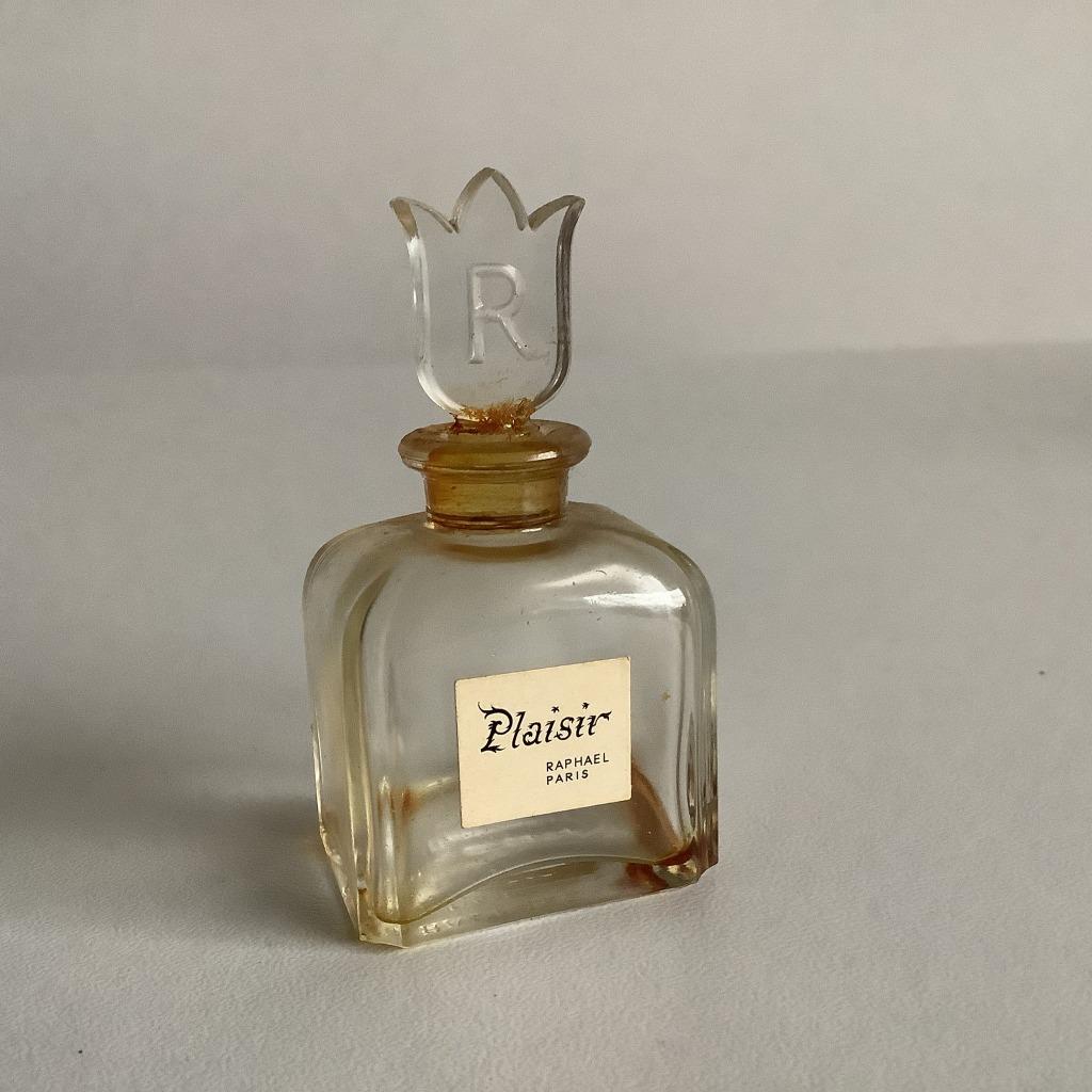 Vintage miniatuur parfumflesje Plaisir van Raphael, Ophalen of Verzenden, Gebruikt, Miniatuur