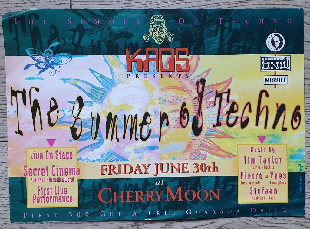 Flyers The Summer Of Techno @ Cherry Moon (Lokeren), Verzamelen, Ophalen of Verzenden, Gebruikt, Overige typen