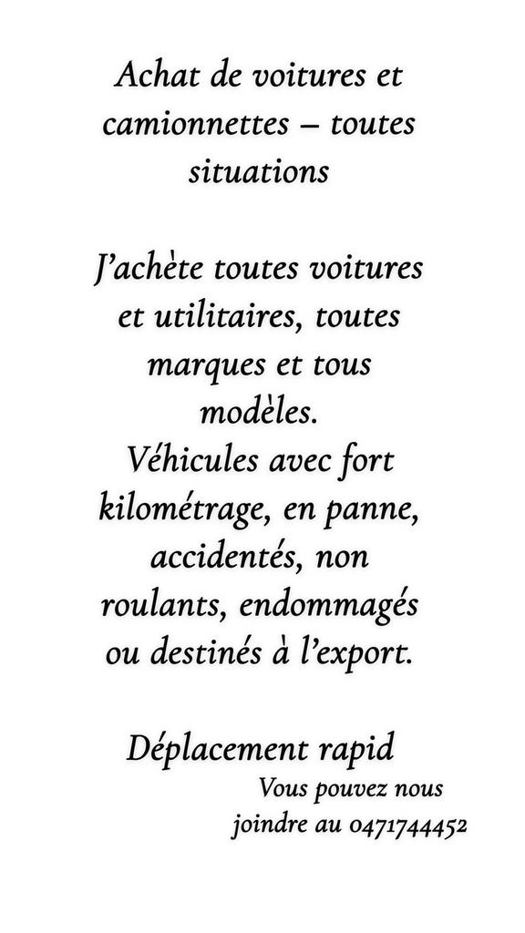 Achat de tout type de voiture, Tickets & Billets