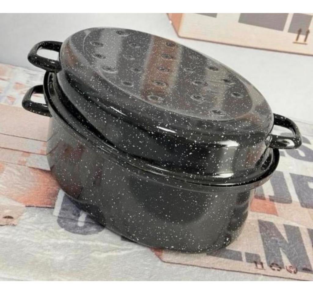 Casserole en émail XL 40 x 30 cm, rôtissoire à gibier, noire, Maison & Meubles, Cuisine | Casseroles & Poêles, Neuf, Poêle à frire ou Sauteuse