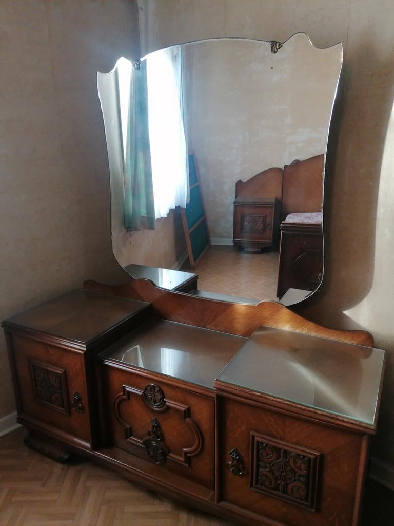 meuble de toilette vintage avec grand miroir, Enlèvement, Utilisé